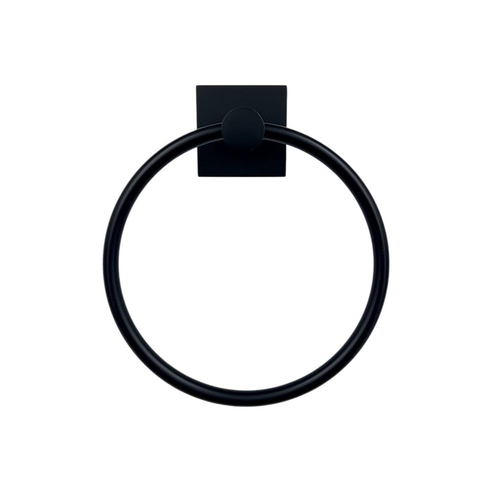 Black towel ring on a white background