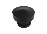 Black cabinet knob on a white background