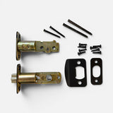 eBuilderHardware 5-pack black entry knob and deadbolt combo hardware with latches, screws, and strike plates.