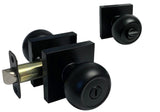 eBuilderHardware black finish square plate privacy round knob set for bedroom and bathroom doors.