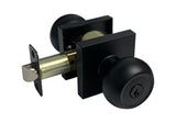 eBuilderHardware Black Finish Square Plate Entrance Round Knobs with keyed lock cylinder