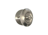 eBuilderHardware satin nickel oval entrance door knob with keyed lock and interior thumb turn for residential use.