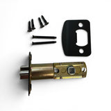Door lock mechanism with screws and cover plate on a white background