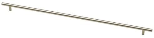 A 22 inch Liberty Hardware stainless steel flat end bar pull for cabinets.