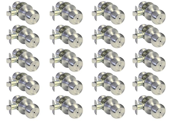 20 Pack of Satin Nickel Round Privacy Door Knobs