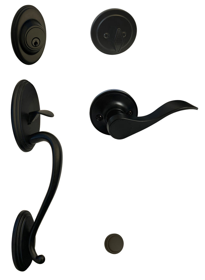 Matte Black Front Door Handle with 838 Lever 