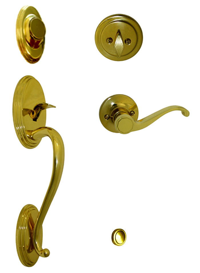 Polished Brass Dummy Front Door Handle with 835 Lever