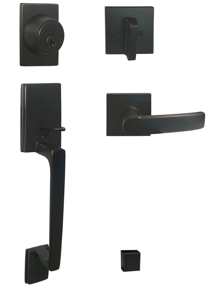 Front Door Handleset With Interior Reversible Lever Contemporary Style  8048