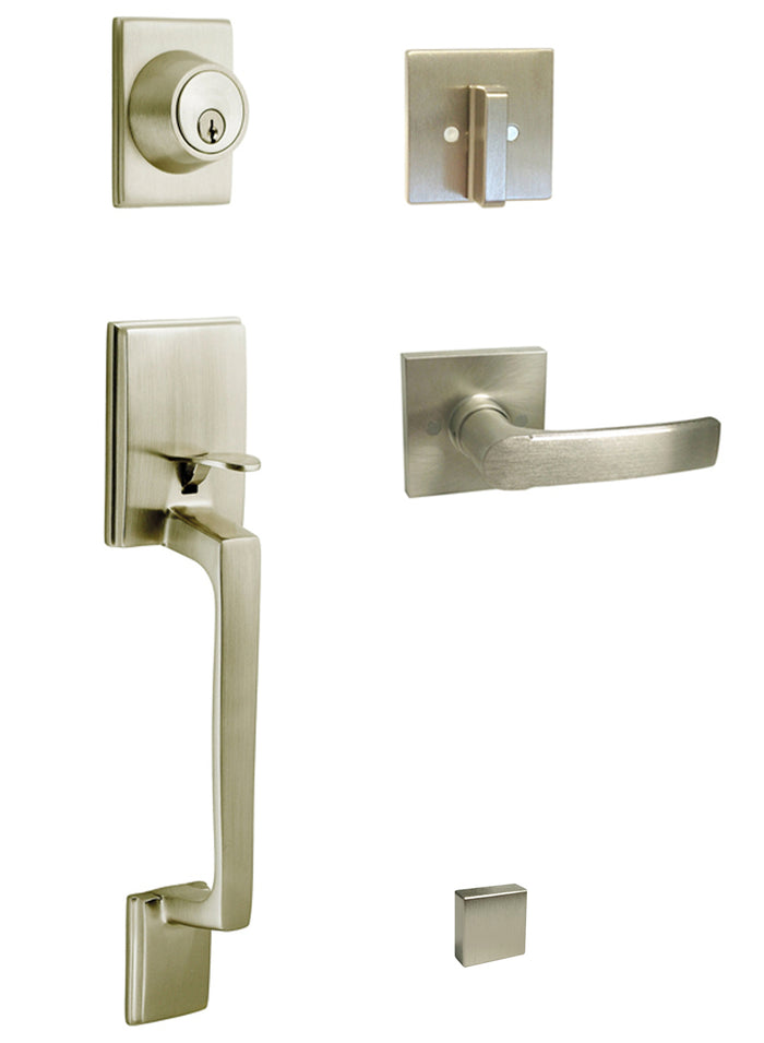 Brushed Nickel Modem Square Front door Handle