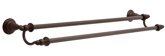 A 24 inch double towel bar in Venetian Bronze finish, from the Delta Victorian collection.
