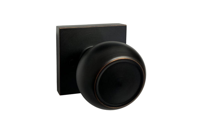 Dark Oil Rubbed Bronze finished square plate dummy round knob for door hardware.