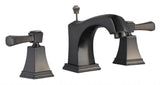 Brushed bronze widespread bathroom sink faucet with dual handles and a central connecting body.
