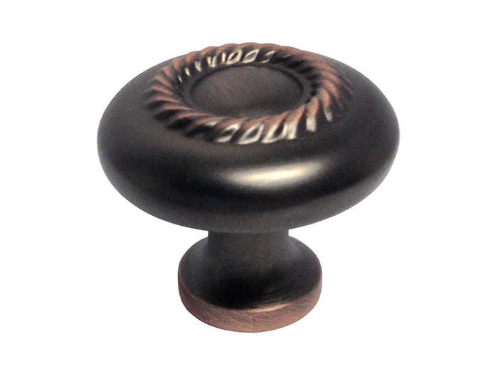 Oil rubbed bronze cabinet rope knob.