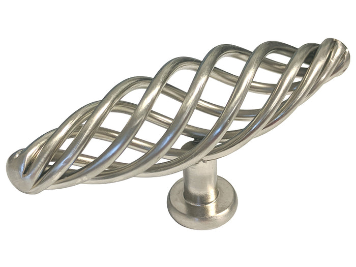 Satin Nickel Kitchen Cabinet Knob with a Bird Cage Design