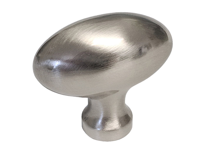 Satin nickel finish cabinet knob for drawer or door handle.