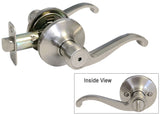 Satin nickel privacy door handle with scroll lever 