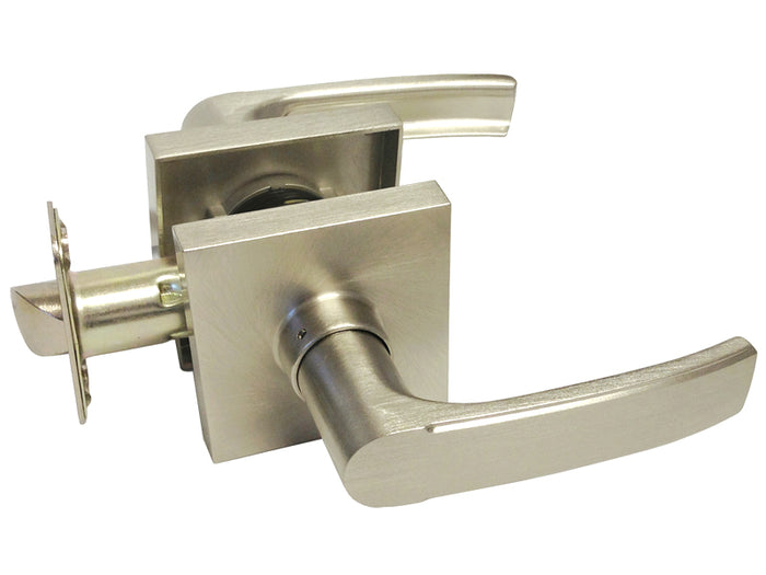 Satin Nickel Square Plate Passage Closet Lever- Style: 8048DC